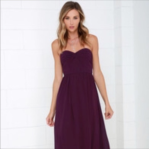 Lulus maxi formal burgundy maroon dark prom dress - Picture 2 of 5